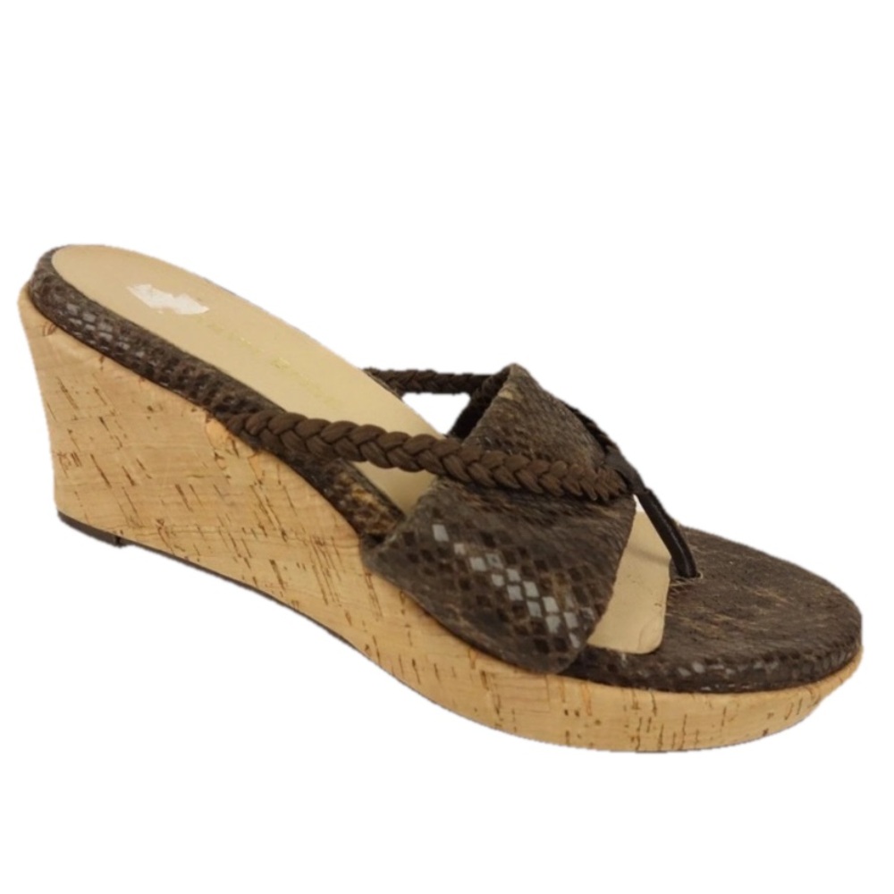 NTW Taryn Rose Cork Wedges Braided Thong Platform Animal Print.  Brown. Size 6 - Picture 3 of 8